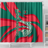 Bangladesh Shower Curtain with Tiger Bengal Design and National Emblem Motif