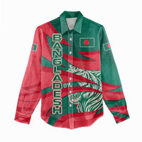 Bangladesh Women Casual Shirt with Tiger Bengal Design and National Emblem Motif