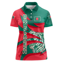 Bangladesh Women Polo Shirt with Tiger Bengal Design and National Emblem Motif