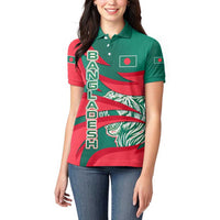 Bangladesh Women Polo Shirt with Tiger Bengal Design and National Emblem Motif