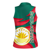 Bangladesh Women Sleeveless Polo Shirt with Tiger Bengal Design and National Emblem Motif
