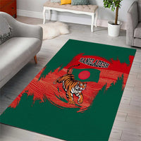 Bangladesh Flag Area Rug with Royal Bengal Tiger Design