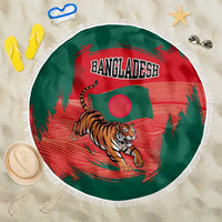 Bangladesh Flag Beach Blanket with Royal Bengal Tiger Design