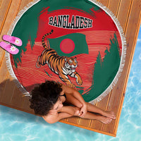 Bangladesh Flag Beach Blanket with Royal Bengal Tiger Design