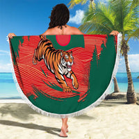 Bangladesh Flag Beach Blanket with Royal Bengal Tiger Design