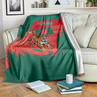 Bangladesh Flag Blanket with Royal Bengal Tiger Design