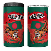Bangladesh Flag 4 in 1 Can Cooler Tumbler with Royal Bengal Tiger Design