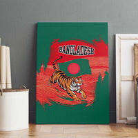 Bangladesh Flag Canvas Wall Art with Royal Bengal Tiger Design