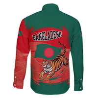 Bangladesh Flag Family Matching Off Shoulder Maxi Dress and Hawaiian Shirt with Royal Bengal Tiger Design