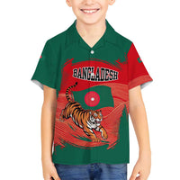 Bangladesh Flag Family Matching Off Shoulder Maxi Dress and Hawaiian Shirt with Royal Bengal Tiger Design