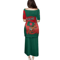Bangladesh Flag Family Matching Puletasi and Hawaiian Shirt with Royal Bengal Tiger Design