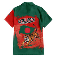 Bangladesh Flag Family Matching Short Sleeve Bodycon Dress and Hawaiian Shirt with Royal Bengal Tiger Design