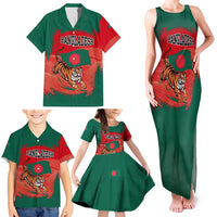 Bangladesh Flag Family Matching Tank Maxi Dress and Hawaiian Shirt with Royal Bengal Tiger Design