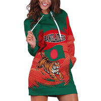 Bangladesh Flag Hoodie Dress with Royal Bengal Tiger Design