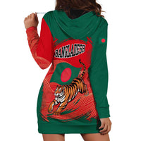 Bangladesh Flag Hoodie Dress with Royal Bengal Tiger Design