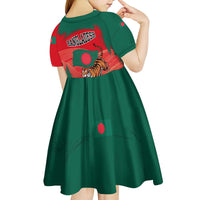 Bangladesh Flag Kid Short Sleeve Dress with Royal Bengal Tiger Design