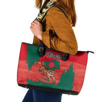 Bangladesh Flag Leather Tote Bag with Royal Bengal Tiger Design