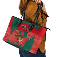 Bangladesh Flag Leather Tote Bag with Royal Bengal Tiger Design