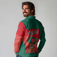 Bangladesh Flag Long Sleeve Polo Shirt with Royal Bengal Tiger Design