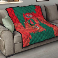 Bangladesh Flag Quilt with Royal Bengal Tiger Design