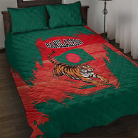 Bangladesh Flag Quilt Bed Set with Royal Bengal Tiger Design