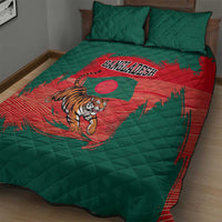 Bangladesh Flag Quilt Bed Set with Royal Bengal Tiger Design