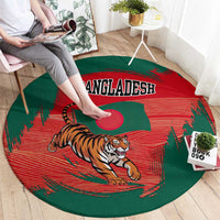 Bangladesh Flag Round Carpet with Royal Bengal Tiger Design