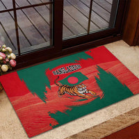 Bangladesh Flag Rubber Doormat with Royal Bengal Tiger Design