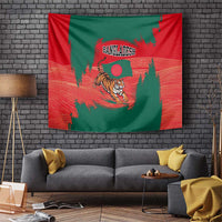 Bangladesh Flag Tapestry with Royal Bengal Tiger Design