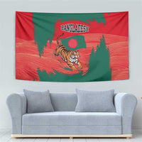 Bangladesh Flag Tapestry with Royal Bengal Tiger Design