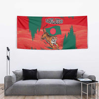 Bangladesh Flag Tapestry with Royal Bengal Tiger Design