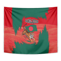Bangladesh Flag Tapestry with Royal Bengal Tiger Design