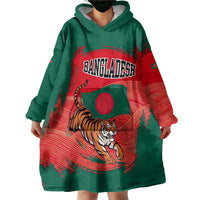 Bangladesh Flag Wearable Blanket Hoodie with Royal Bengal Tiger Design