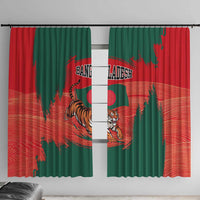 Bangladesh Flag Window Curtain with Royal Bengal Tiger Design