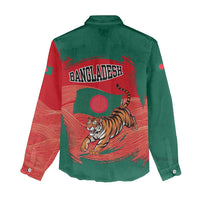 Bangladesh Flag Women Casual Shirt with Royal Bengal Tiger Design