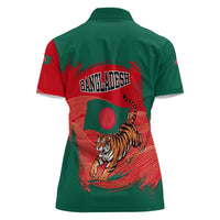 Bangladesh Flag Women Polo Shirt with Royal Bengal Tiger Design
