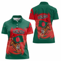 Bangladesh Flag Women Polo Shirt with Royal Bengal Tiger Design
