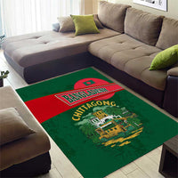 Bangladesh Chittagong Heritage Area Rug with National Emblem and Flag