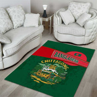Bangladesh Chittagong Heritage Area Rug with National Emblem and Flag