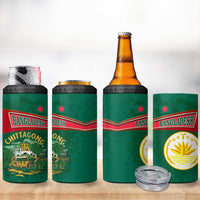 Bangladesh Chittagong Heritage 4 in 1 Can Cooler Tumbler with National Emblem and Flag