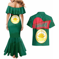 Bangladesh Chittagong Heritage Couples Matching Mermaid Dress and Hawaiian Shirt with National Emblem and Flag