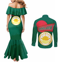 Bangladesh Chittagong Heritage Couples Matching Mermaid Dress and Long Sleeve Button Shirt with National Emblem and Flag