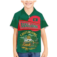 Bangladesh Chittagong Heritage Family Matching Mermaid Dress and Hawaiian Shirt with National Emblem and Flag