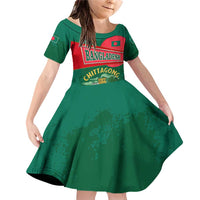 Bangladesh Chittagong Heritage Family Matching Off Shoulder Short Dress and Hawaiian Shirt with National Emblem and Flag