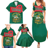 Bangladesh Chittagong Heritage Family Matching Summer Maxi Dress and Hawaiian Shirt with National Emblem and Flag