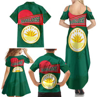 Bangladesh Chittagong Heritage Family Matching Summer Maxi Dress and Hawaiian Shirt with National Emblem and Flag
