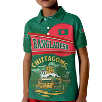 Bangladesh Chittagong Heritage Kid Polo Shirt with National Emblem and Flag