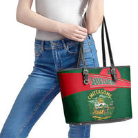 Bangladesh Chittagong Heritage Leather Tote Bag with National Emblem and Flag