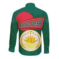 Bangladesh Chittagong Heritage Long Sleeve Button Shirt with National Emblem and Flag