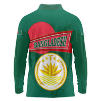 Bangladesh Chittagong Heritage Long Sleeve Polo Shirt with National Emblem and Flag